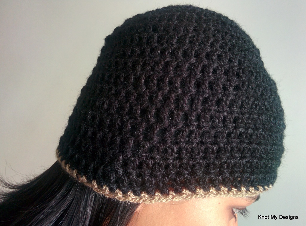 Crochet Basic Black Beanie - KNot MY DeSigns